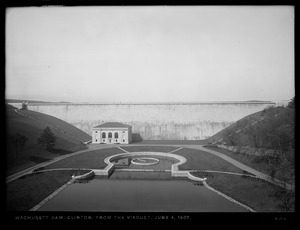Wachusett Dam, dam, from the viaduct, Clinton, Mass., Jun. 4, 1907