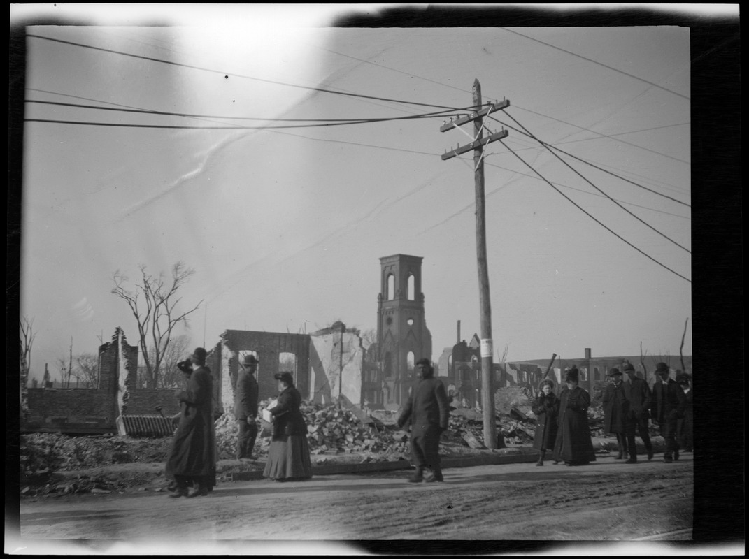 Ruins of the Great Chelsea Fire, Central Congregational Church in distance
