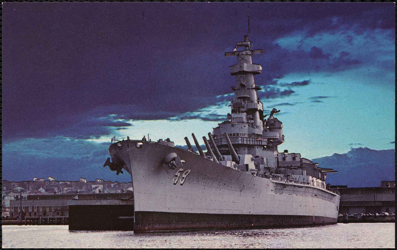 USS Massachusetts at sunset