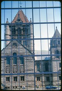 Trinity Church reflected in John Hancock Tower