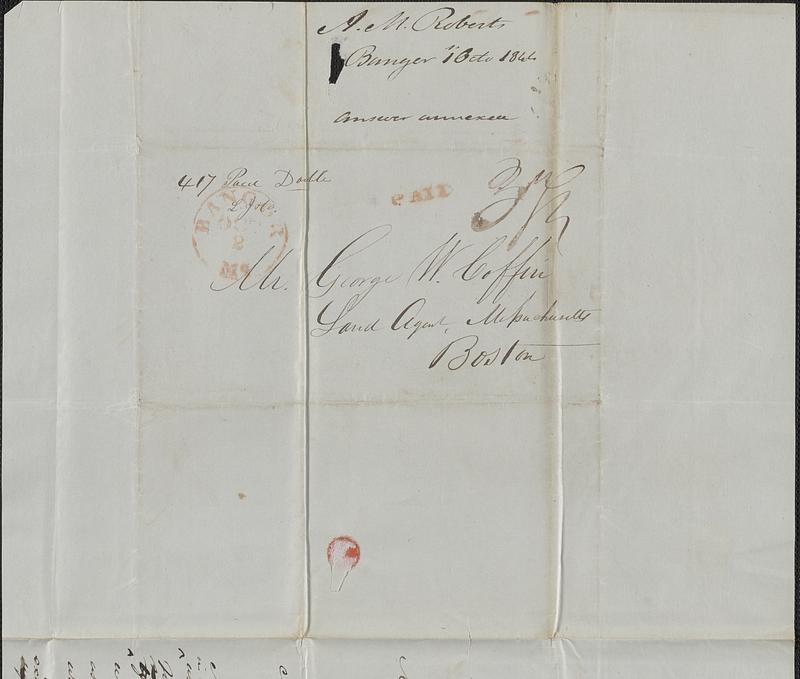 A.M. Roberts to George Coffin, 1 October 1844