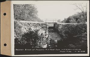 Beaver Brook at Pepper's mill pond dam, Ware, Mass., 8:35 AM, May 25, 1936