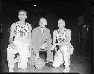 Edward Steitz with two SC basketball players