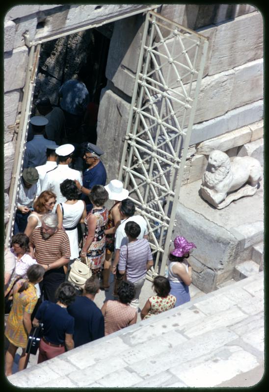 Crowd at Beulé Gate, the Acropolis, Athens, Greece