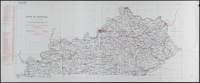 State of Kentucky, stations and transmission lines used in public service in 1921