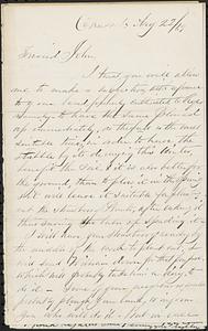 Letter from Thomas F. Cordis to John D. Long, August 22, 1869
