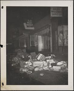 Trash pile in street, North End, Boston