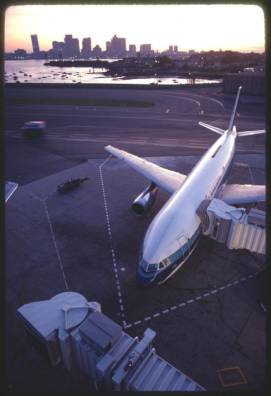 Eastern Airlines plane at the jetway, Logan Airport