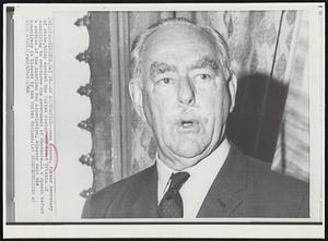 An accusation-- Dean Acheon, former secretary of state, today accused the United States and Great Britain of conspiring to overthrow the government of Rhodesia. In a speech before a section of the American Bar Association, Acheson said the conspiracy is blessed by the United Nations.