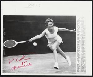 Silk Stretches--The surrey with the fringe on top had nothing on Britain’s Mrs. Angela Silk, who made the tassels fly as the reached for a return in yesterday’s third round mixed doubles match at Wimbledon, England. Neither costume nor effort helped, however--Angela and partner, J. H. Maloney of South Africa, went down to defeat before Britain’s Christine Truman and her partner,Humphrey,7-5,8-10-7-5.