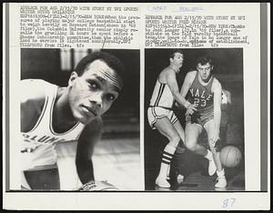 When the pressures of playing major college basketball start to weigh heavily on Heyward Dotson (shown in '68 filer), the Columbia University senior simply recalls the gruelling 24 hours he spent before a Rhodes Scholarship committee, the the athletic load he carries is lightened considerably. Thanks to Jack Langer (23, in '69 filer), a substitute on the Yale varsity basketball team, the image of Yale is no longer one of stodgy, well-to-do, epitome of establishment.