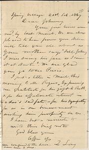 Letter from Zadoc Long to John D. Long, February 21, 1867