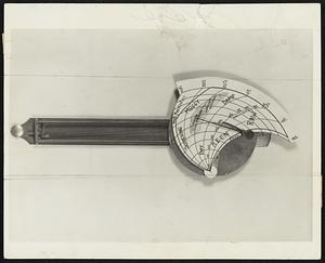 An air mass indicator, to register prevailing weather conditions in terms of temperature and humidity. designed by Athelstan F. Spilhaus of the Massachusetts Institute of Technology. It does not forecast weather but records for the layman the varying weather conditions he is accustomed to describe as "scorching", "muggy", "raw", "keen", "damp", "dry" or "frosty". For the scientist it identifies the particular type of air mass overlying a region. It is expected to be useful in aviation to warn pilots of the conditions that cause ice to form on airplane wings and is also expected to be used in air-conditioned buildings for indicating comfortable conditions