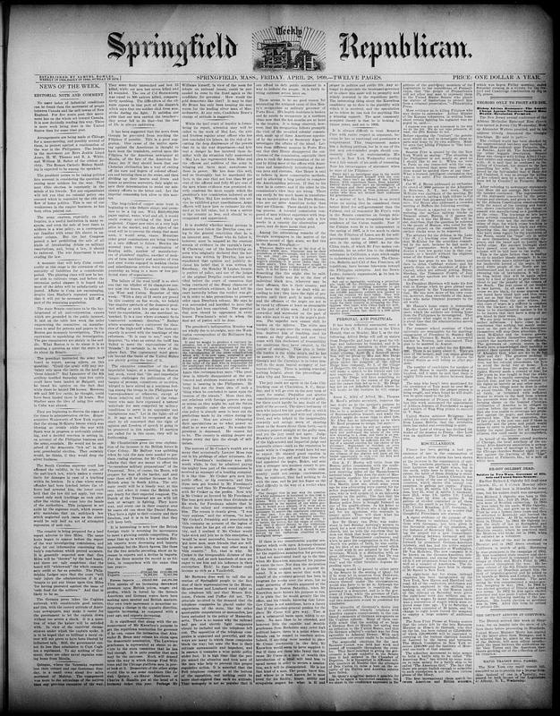 Springfield Weekly Republican. April 28, 1899 - Digital Commonwealth