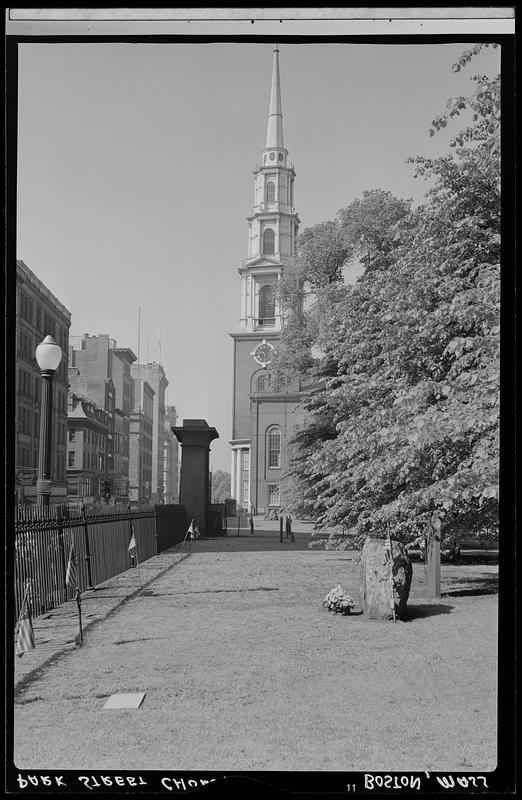 Park Street Church in snow, Boston