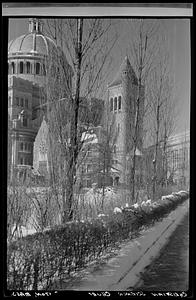 Christian Science Church in snow, Boston