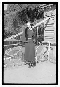 Models posing on Lagoon Bridge, Boston Public Garden