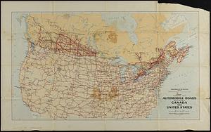 Map indicating main automobile roads between Canada and United States