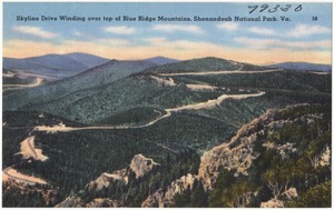 Skyline Drive winding over top of Blue Ridge Mountains, Shenandoah National Park, Va.