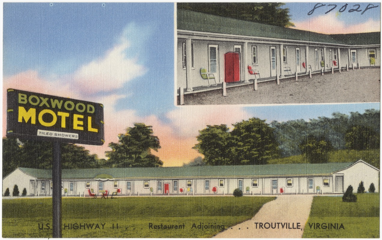 Boxwood Motel, U.S. Highway 11... Restaurant adjoining... Troutville, Virginia Digital
