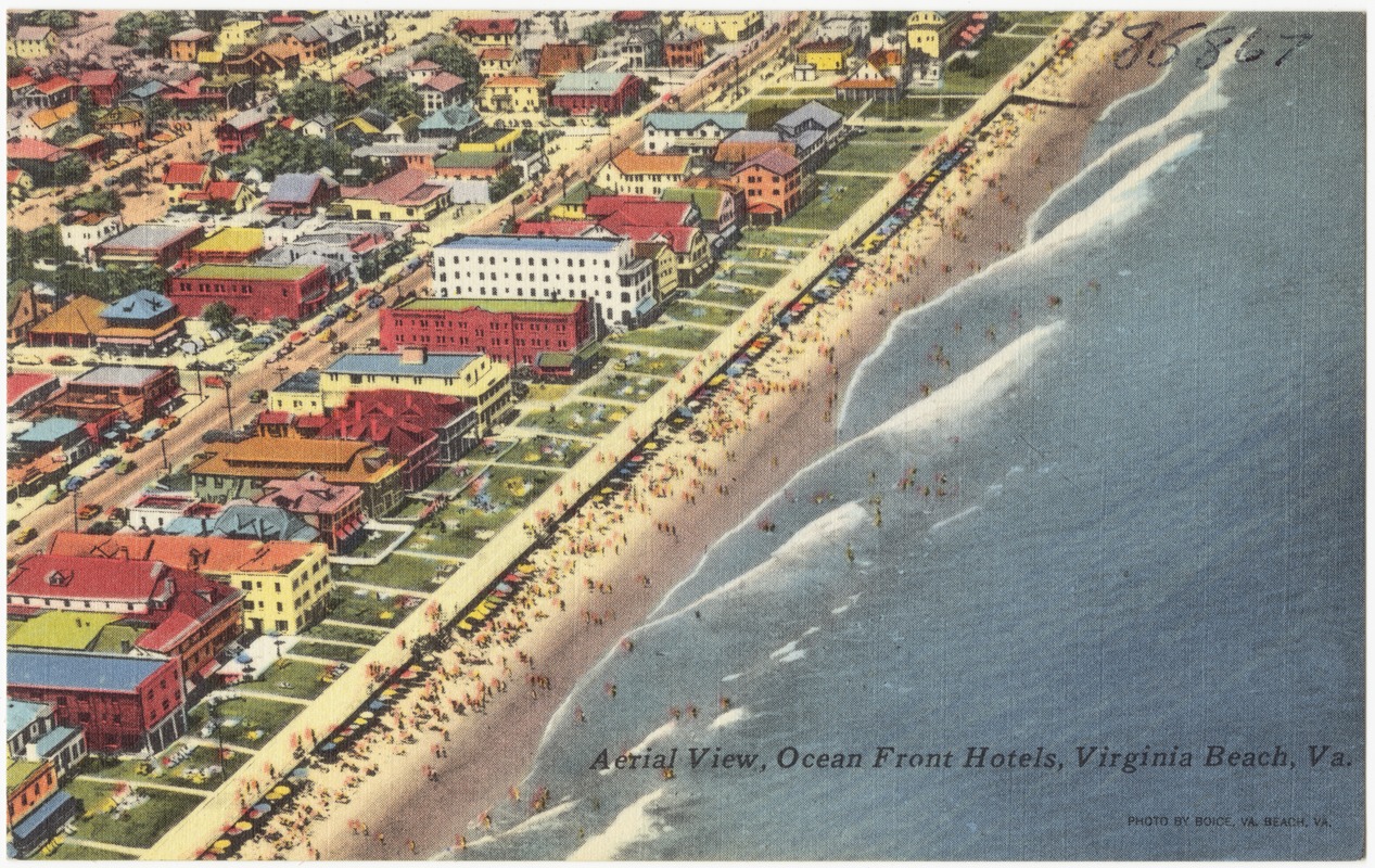 Aerial view, ocean front hotels, Virginia Beach, Va.