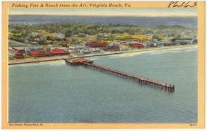 Fishing pier & beach from the air, Virginia Beach, Va.