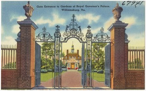 Gate entrance to Gardens of Royal Governor's Palace, Williamsburg, Va.