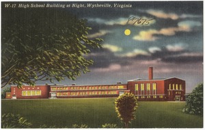 High school building at night, Wytheville, Virginia