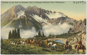 Tourist on the trail southern end of Olympic National Park, Washington