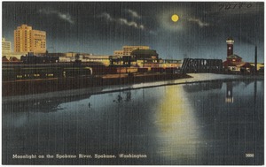 Moonlight on the Spokane River, Spokane, Washington