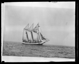 Lumber schooner under full sail
