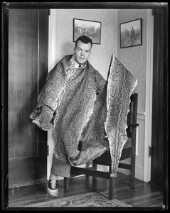 Governor Morris Phelps & skin of python killed on African expedition