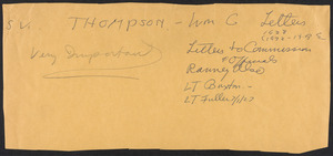 Herbert Brutus Ehrmann Papers, 1906-1970. Sacco-Vanzetti. William G. Thompson: important letters, 1926-1935. Box 14, Folder 15, Harvard Law School Library, Historical & Special Collections