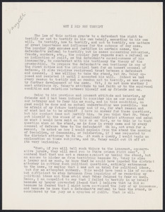 Herbert Brutus Ehrmann Papers, 1906-1970. Sacco-Vanzetti. Bartoloemo Vanzetti: Speeches. Box 15, Folder 6, Harvard Law School Library, Historical & Special Collections