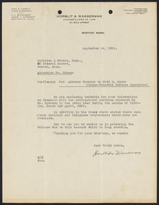 Herbert Brutus Ehrmann Papers, 1906-1970. Sacco-Vanzetti. Correspondence of HBE, junior counsel for the defense, Sept. 24 - Nov. 30, 1926. Box 15, Folder 15, Harvard Law School Library, Historical & Special Collections