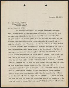 Herbert Brutus Ehrmann Papers, 1906-1970. Sacco-Vanzetti. Correspondence of HBE, junior counsel for the defense, Dec. 11, 1926 - March 17, 1927. Box 15, Folder 16, Harvard Law School Library, Historical & Special Collections