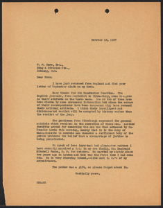 Herbert Brutus Ehrmann Papers, 1906-1970. Sacco-Vanzetti. Letters before and after execution, Oct. 13, 1927 - Jan. 25, 1928. Box 15, Folder 24, Harvard Law School Library, Historical & Special Collections