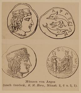 Münzen von argos (nach Overbeck, K.M. Hera, Münzt. 2, 6 u.3, 1)