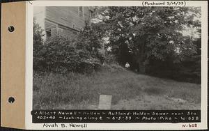 Alvah B. Newell, barn, Rutland-Holden Sewer near Station 403+40, looking along center line, Holden, Mass., Jun. 5, 1933