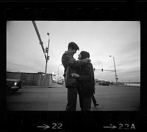 A couple embracing, Anchorage, Alaska