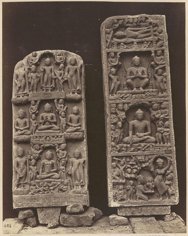 Sculptures representing scenes in the life of Buddha, from Sarnath, Benares