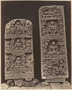Sculptures representing scenes in the life of Buddha, from Sarnath, Benares