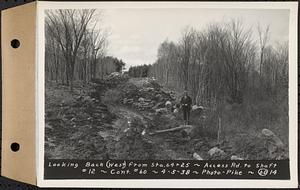 Contract No. 60, Access Roads to Shaft 12, Quabbin Aqueduct, Hardwick and Greenwich, looking back (west) from Sta. 64+25, Greenwich and Hardwick, Mass., Apr. 5, 1938