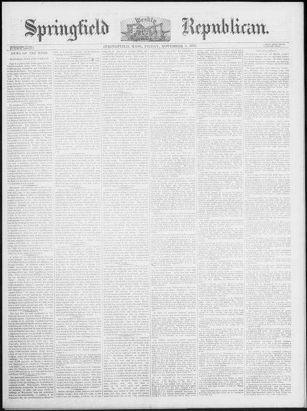 Springfield Weekly Republican. November 03, 1876 - Digital Commonwealth