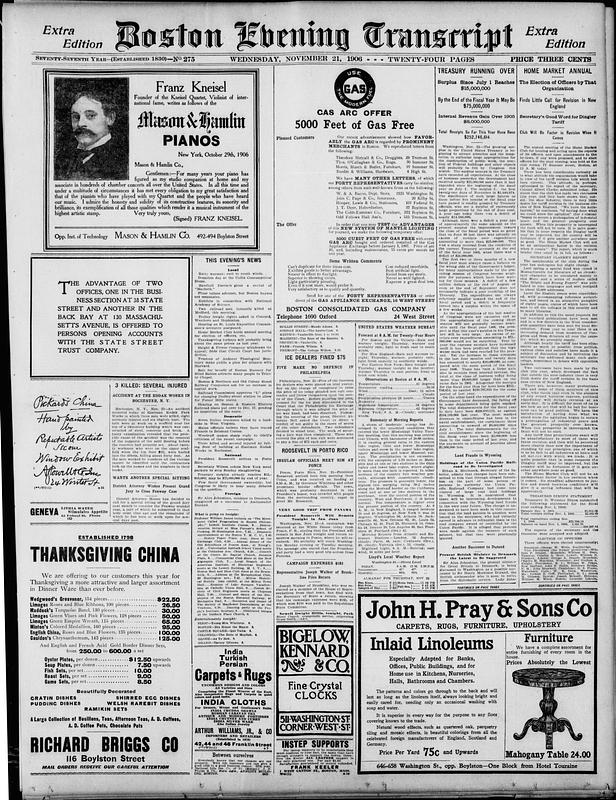 Boston Evening Transcript. November 21, 1906 - Digital Commonwealth