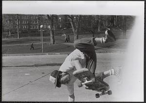 Young man skateboarding