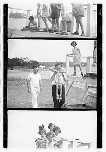 Group portraits near pond or beach