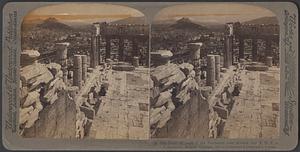 From W. wall of the Parthenon over modern city E. N. E. to Lykabettos, Athens