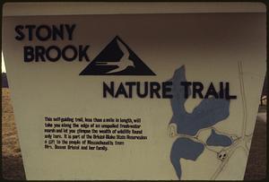 Visitors Center / Stony Brook Nature Trail sign