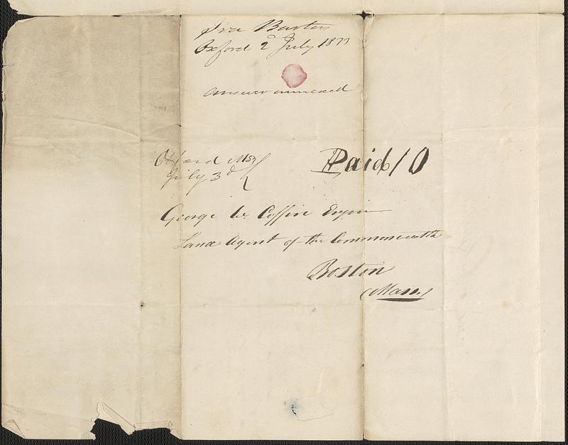 Ira Baxter to George Coffin, 2 July 1833 - Digital Commonwealth